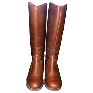UGGs Seldon Leather Tall Boots Back Zip Size 6 Dark Chestnut Brown 1006038